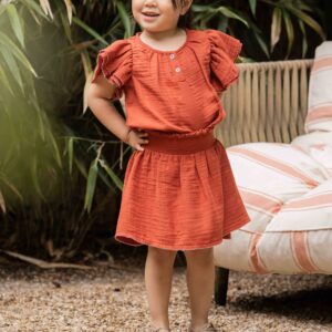House of Jamie meisjes smocked skirt cinnabar rood