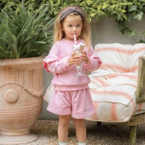 House of Jamie meisjes sweat shorts poppy peony roze sweat