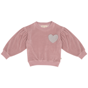 House of Jamie meisjes sweater Mauveglow velvet paars met ballonmouwen