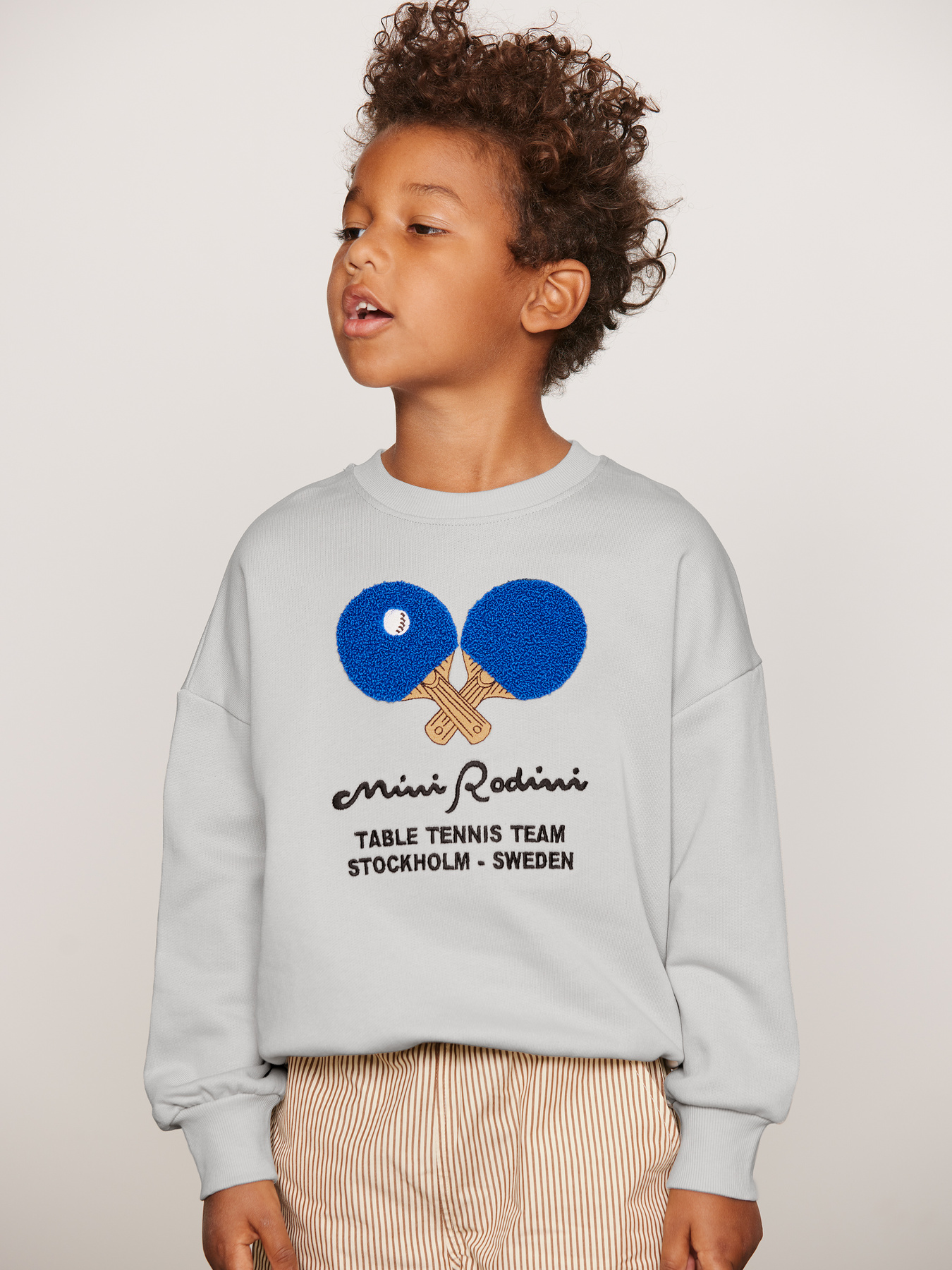 Mini Rodini | Tafeltennis Chenille Sweatshirt | Grijs - Levi & Meli