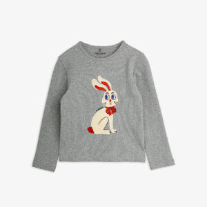 Mini Rodini Rabbit application ls top grey melange grijs