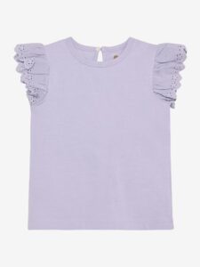 Lila T-shirt met broderie mouwen En Fant
