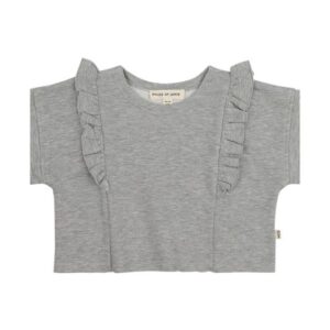 House of Jamie meisjes relaxed ruffled tee grey melange grijs
