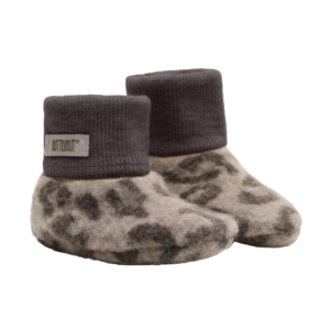 HUTTEliHUT baby merino wol fleece voetjes 2-laags Camel Melange 100% wol