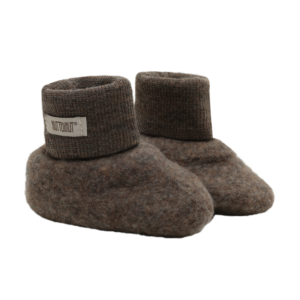 HUTTEliHUT baby merino wol fleece voetjes Brown Melange 100% wol