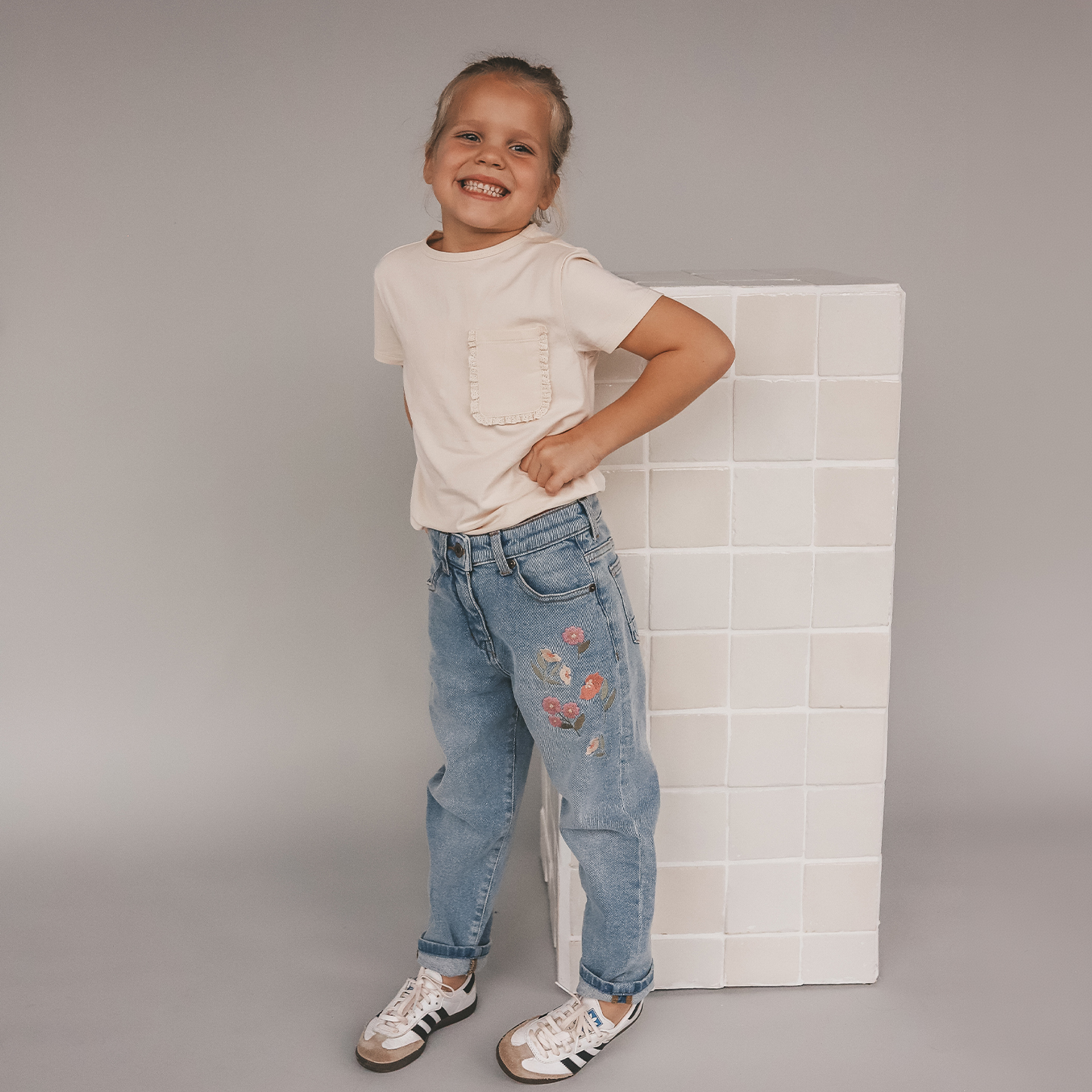 baggy meisjes jeans Your Wishes bloemen