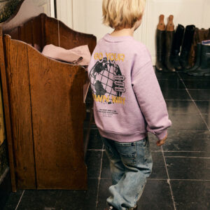 Daily 7 jongens oversized sweater paars backprint organisch
