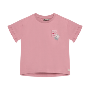 Daily 7 meisjes t-shirt lila backprint ruches mouwen biologisch katoen