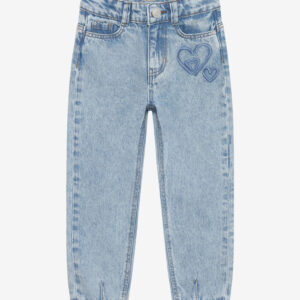 Daily 7 meisjes mom fit jeans blauw geborduurde hartjes OEKO-TEX katoen