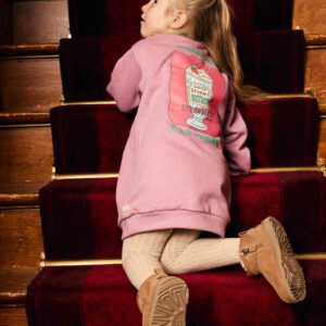 Daily 7 meisjes sweatjurk paars Milkshake backprint borduursel