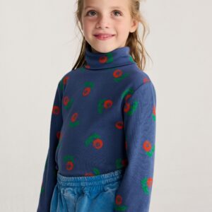 Bobo Choses Stamp Bloom Coltrui T-Shirt Marine blauw