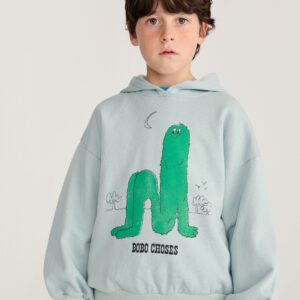 Bobo Choses Long Puff Hoodie Lichtblauw