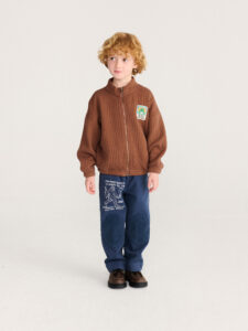 Bobo Choses Beast Tag Gewatteerde Ritssweater Bruin