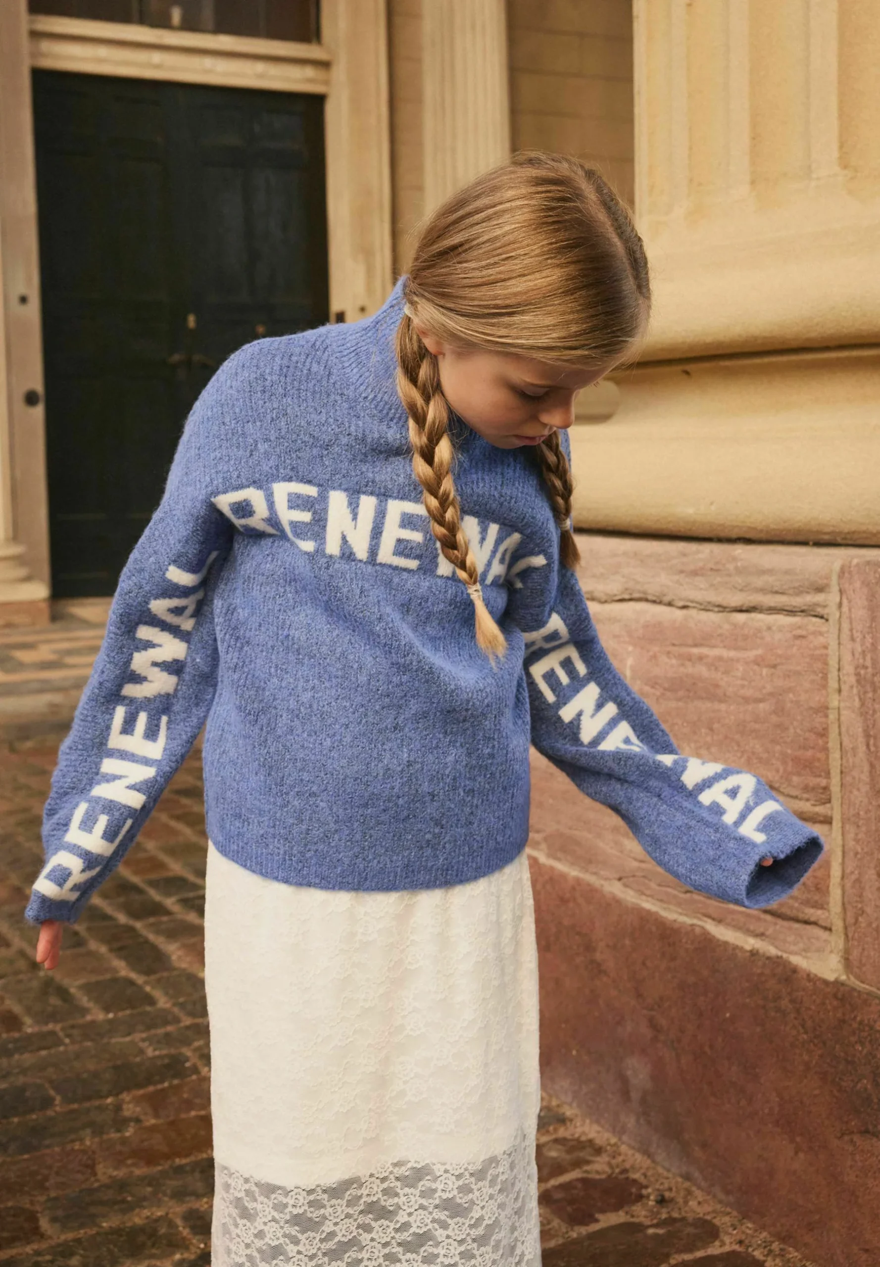 Blauwe Name It kindertrui NUVA loose fit met lange mouwen