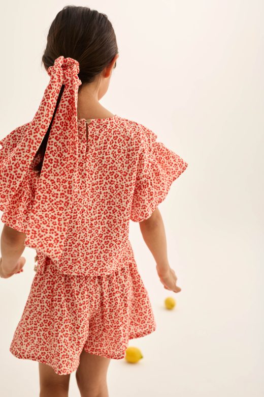 Cozmo scrunchie tomato animal print met strik