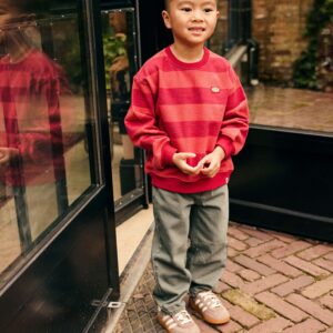 Daily 7 jongens oversized sweater big stripe rood GOTS