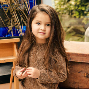Daily 7 meisjes longsleeve velvet shirt bruin