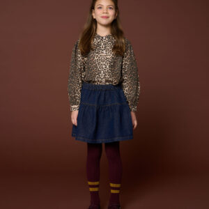 Denim Mini Ruffle Skirt Dark Blue primary
