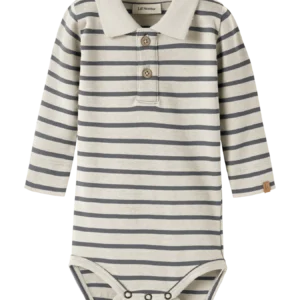 Lil' Atelier baby polo body wit biologisch katoen drukknoopjes