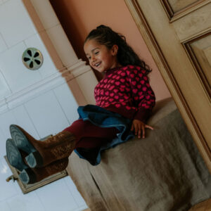 Fliink kinderen cashmere pullover hartjes roze