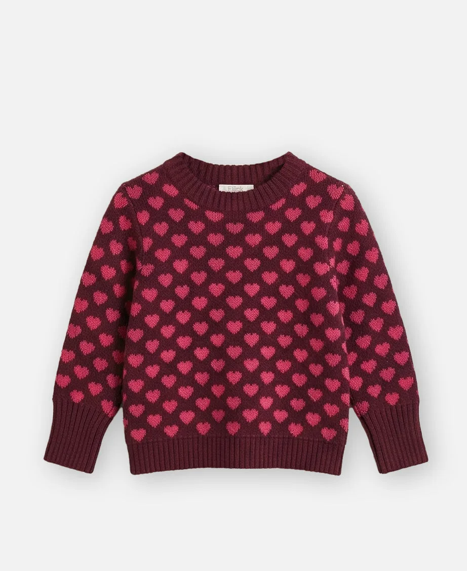 Fliink kinderen cashmere pullover hartjes rood