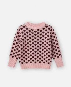 Fliink kinderen gebreide trui roze met hartjes
