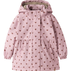 Lil' Atelier meisjes gewatteerde jas hartjes AOP gerecycled polyester