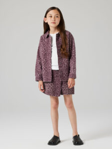 Meisjes skirt denim met panterprint