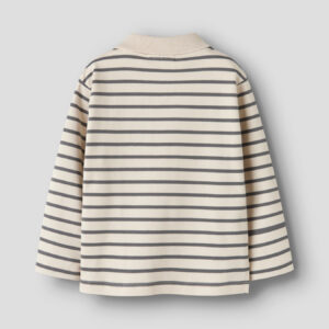 Lil' Atelier jongens loose polo sweater wit Turtledove biologisch katoen