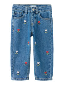 Name It meisjes mom jeans blauw met borduursel