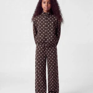Name It meisjes wide sweat pant bruin Coffee Bean scuba knit