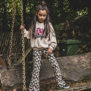 Flared Broek Flowerfield Zwart