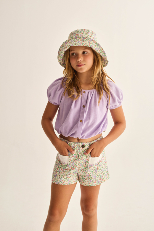 Floral Twill Cotton Shorts Multi Cozmo meisjes short bloemenprint