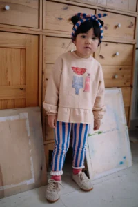 Sproet en Sprout sweater meisjes vanille met ruches