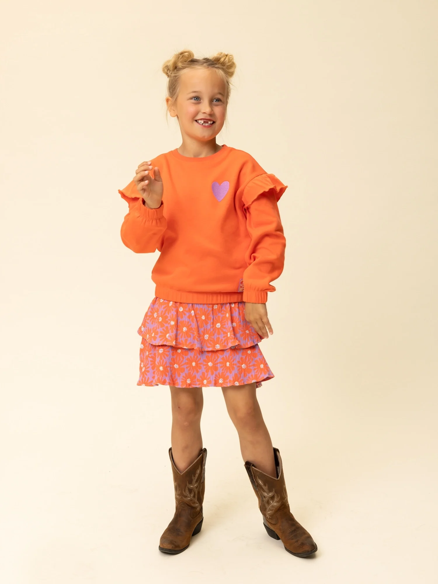 Jersey rokje koraal floral meisjes LOOXS Little