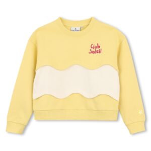 meisjes fleece sweatshirt geel Kids Around met grafische kleurvlakken