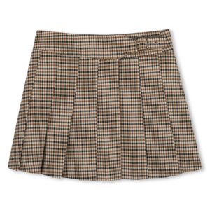 Kids Around skirt bruin geplooide kiltrok met ruitjes