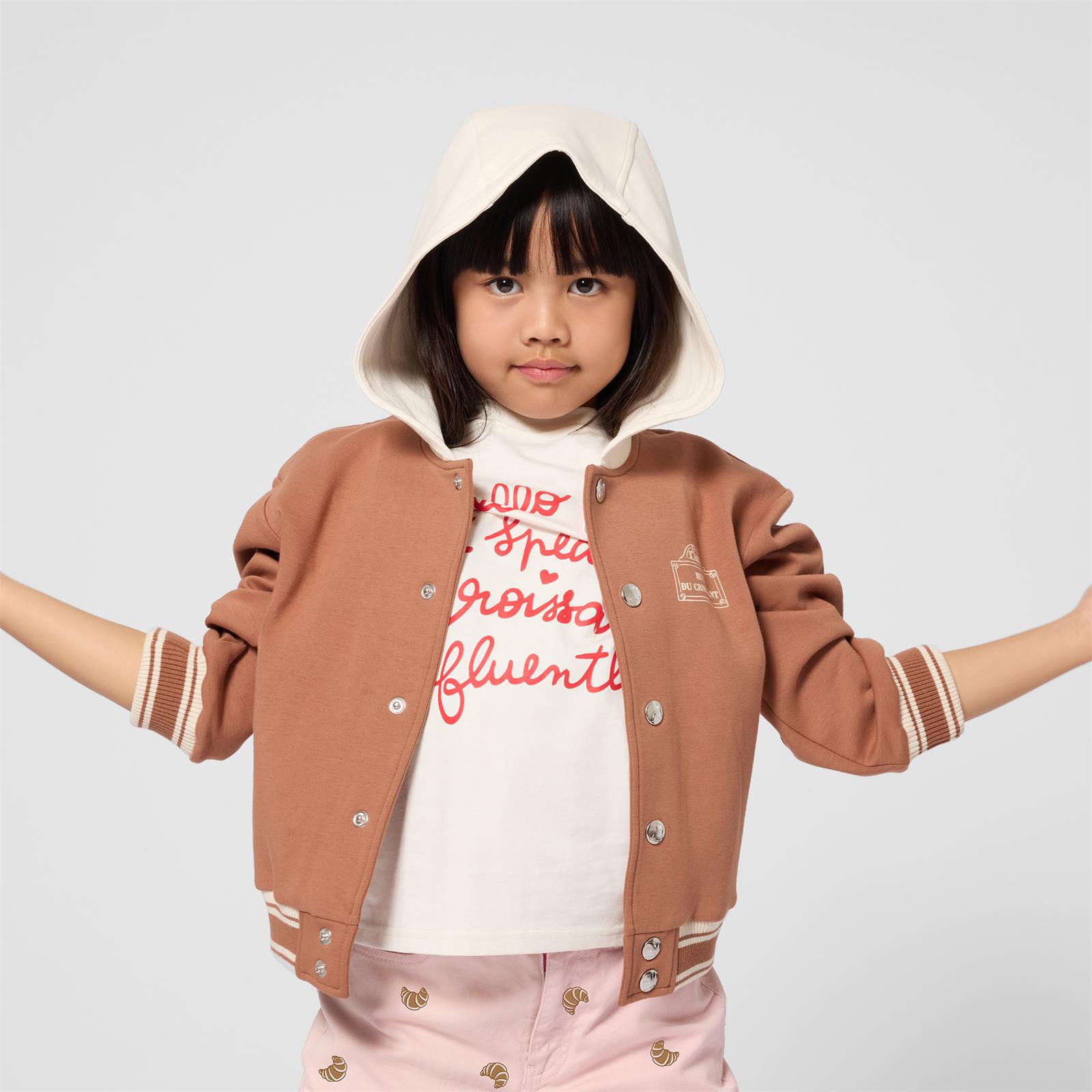 Kids Around hooded cardigan bruin