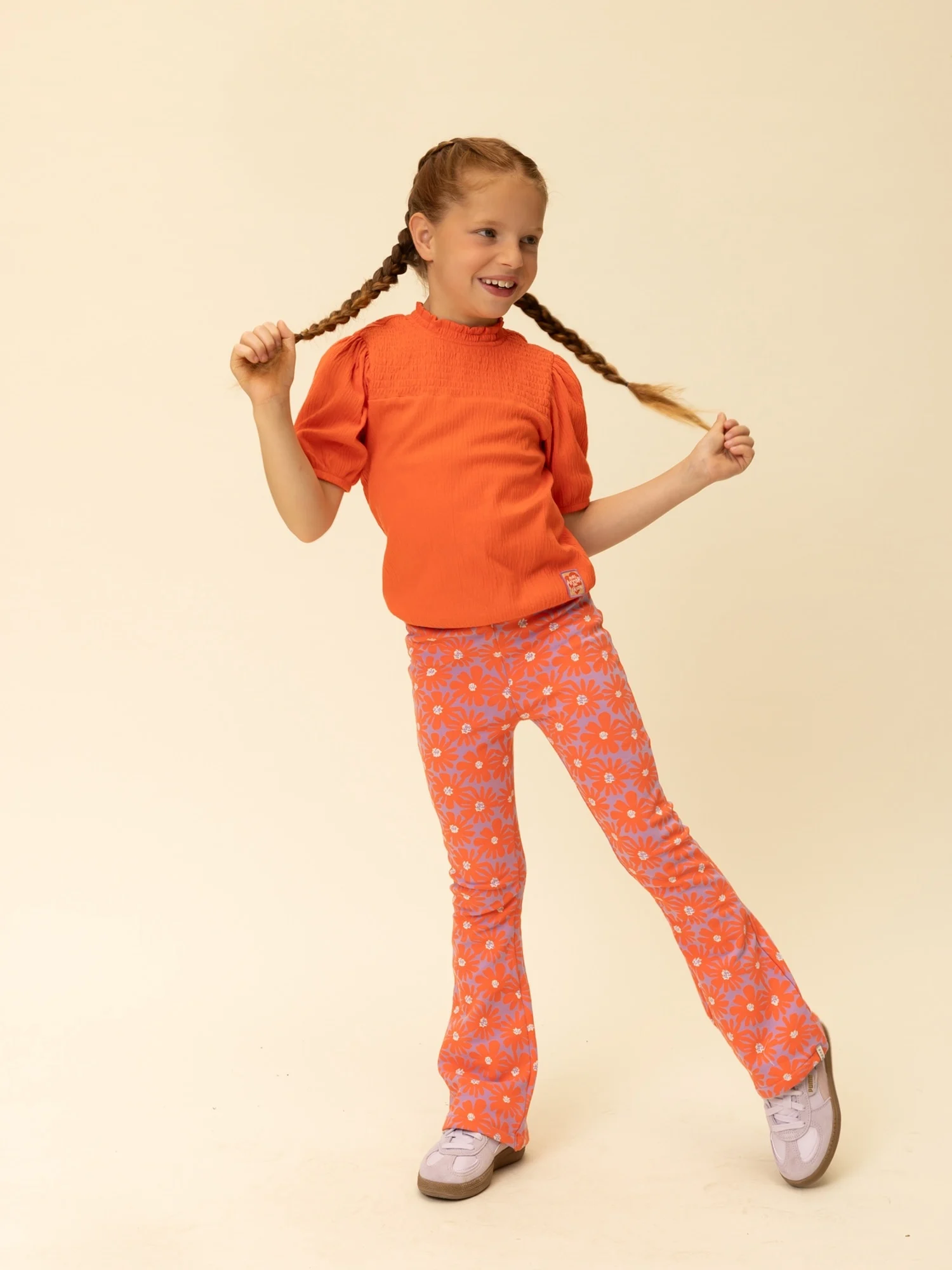 Looxs Little meisjes t-shirt koraal krinkel jersey kinderkleding