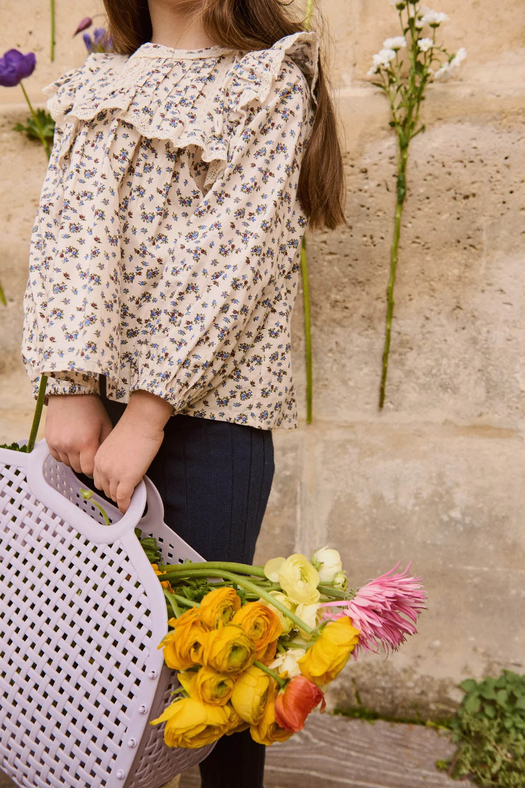 Louise Misha Kerien blouse floral cotton poplin met ruches
