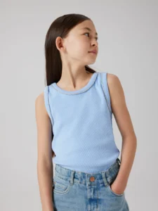 Meisjes ZomertopTrendy Janny Top in Blau met Glitterdetails