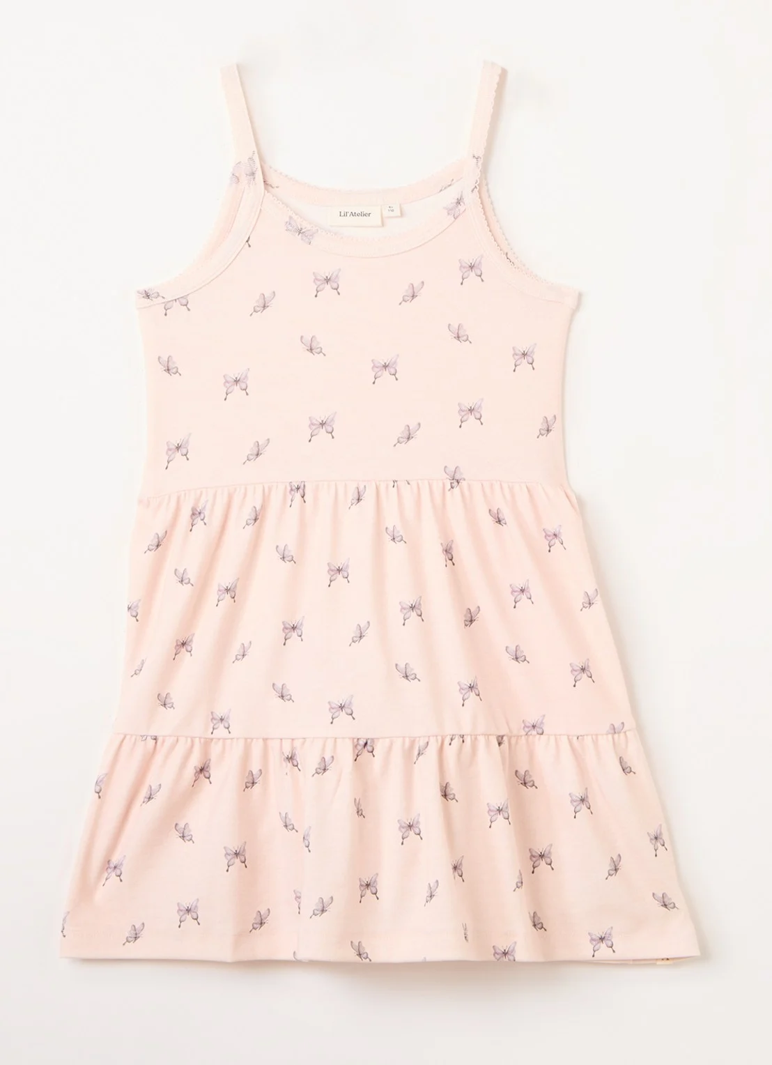 Meisjes Zomerjurk STRAP DRESS LIL – Lichtroze Jurk met Vlinderprint