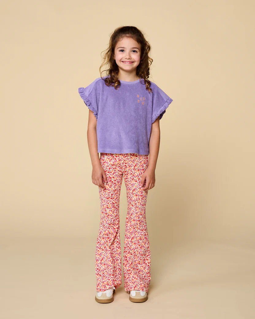 Meisjes flared broek bloemenprint Petit Blush