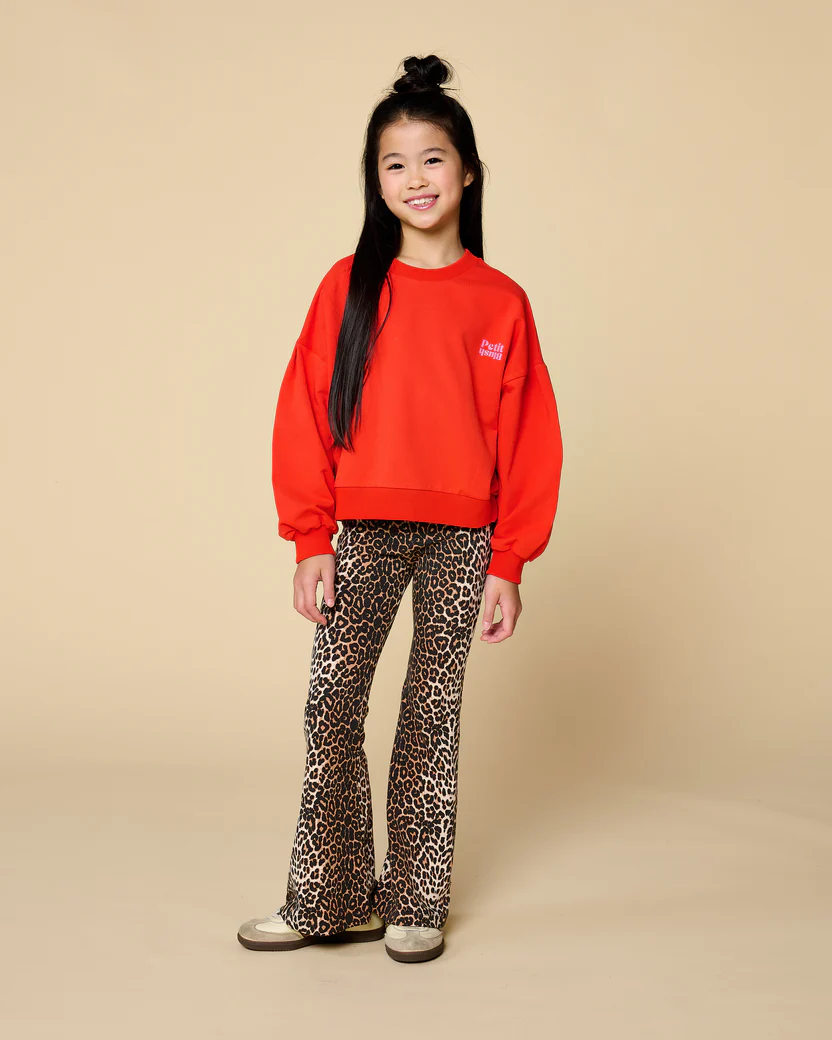 Meisjes sweater rood relaxed fit Petit Blush