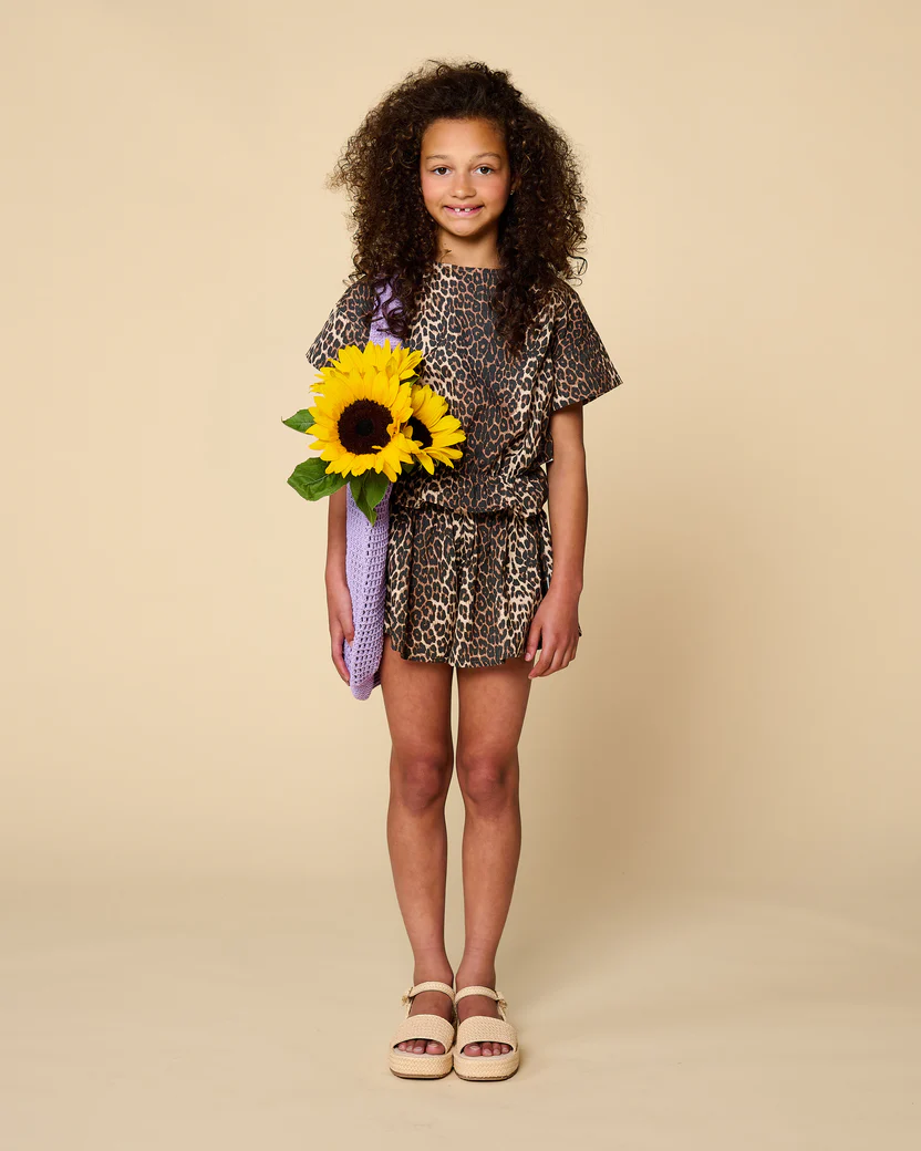 Meisjes zomershort leopard print biologisch katoen