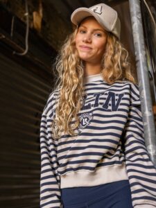 Looxs gestreepte meisjes sweater marine
