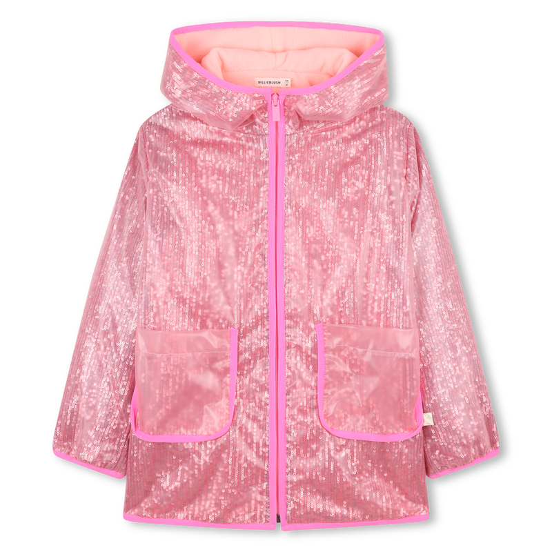 Roze Billieblush regenjas met glinsterende pailletten en fleecevoering