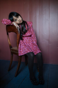 Petit Blush Ruffle dress grafic multi color