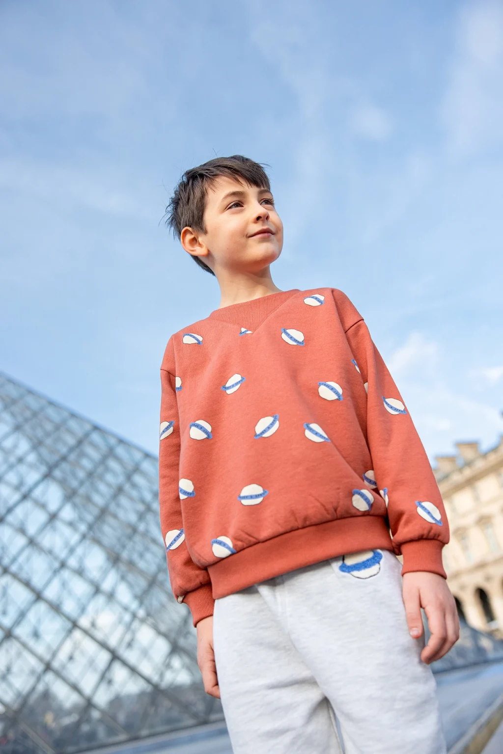 Sweatshirt kind biologisch katoen brick met brushed binnenkant