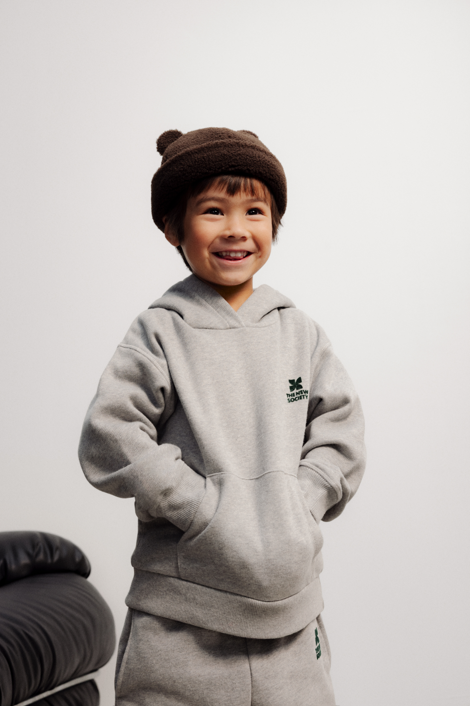 The New Society logo hoodie grey melange